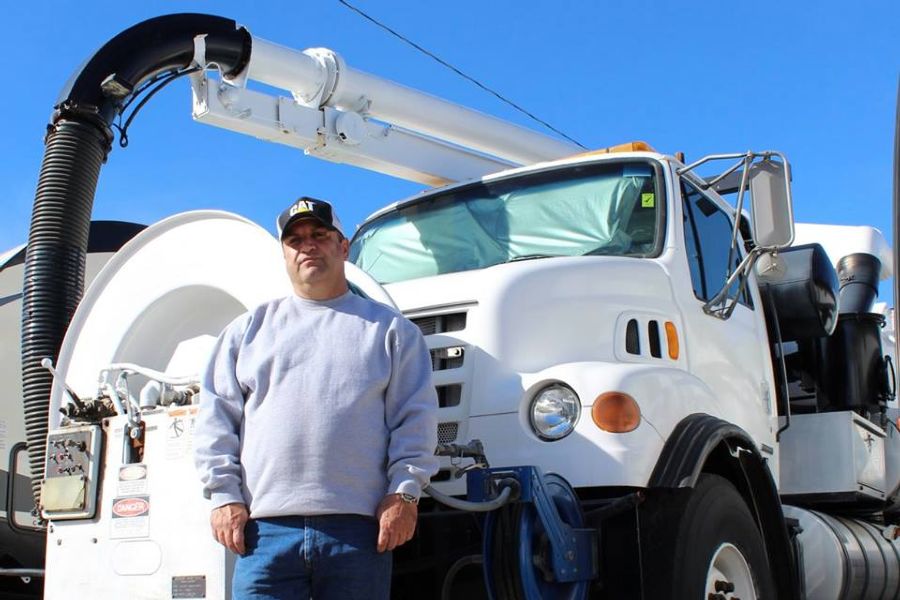 BBC Rooter sewer service truck on a residential street in Canoga Park, CA
